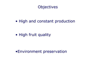 Objectives


• High and constant production


• High fruit quality



•Environment preservation
 