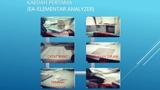 KAEDAH PERTAMA
(EA-ELEMENTAR ANALYZER)
TIMBANG BAJA
CATAT BERAT
(30.000mg)
TAMBAH
TUNGSTAN
LIPAT TIN KAPSUL
MASUKKAN DALAM
TRAY
EA MESIN
 