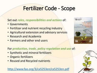 Fert Code Examples Towards the implementation of the Fertilizer Code at the global level ...