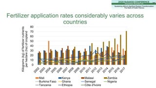 Fertilizer application rates considerably varies across
countries
0
10
20
30
40
50
60
70
80
Kilograms(kg)offertilizernutri...