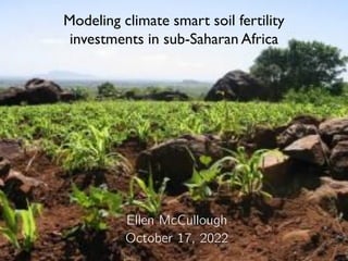 1
20 October 2022
Modeling climate smart soil fertility
investments in sub-Saharan Africa
Ellen McCullough
October 17, 2022
 