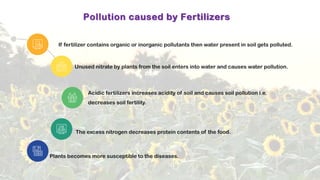 COMPANY STRATEGY
Pollution caused by Fertilizers
YOUR TITLE 03
If fertilizer contains organic or inorganic pollutants then water present in soil gets polluted.
Unused nitrate by plants from the soil enters into water and causes water pollution.
Acidic fertilizers increases acidity of soil and causes soil pollution i.e.
decreases soil fertility.
The excess nitrogen decreases protein contents of the food.
Plants becomes more susceptible to the diseases.
 