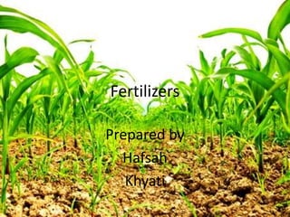 Fertilizers
Prepared by
Hafsah
Khyati
 