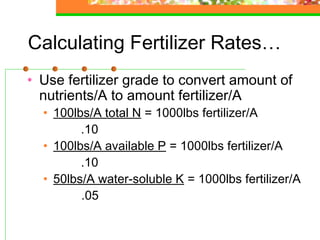 Fertilizer Calculation Problems Fertilizers types By Mr Allah Dad Khan Visiting Professor the ...