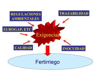 CALIDAD INOCUIDAD REGULACIONES AMBIENTALES TRAZABILIDAD Fertirriego Exigencias EUROGAP, ETC