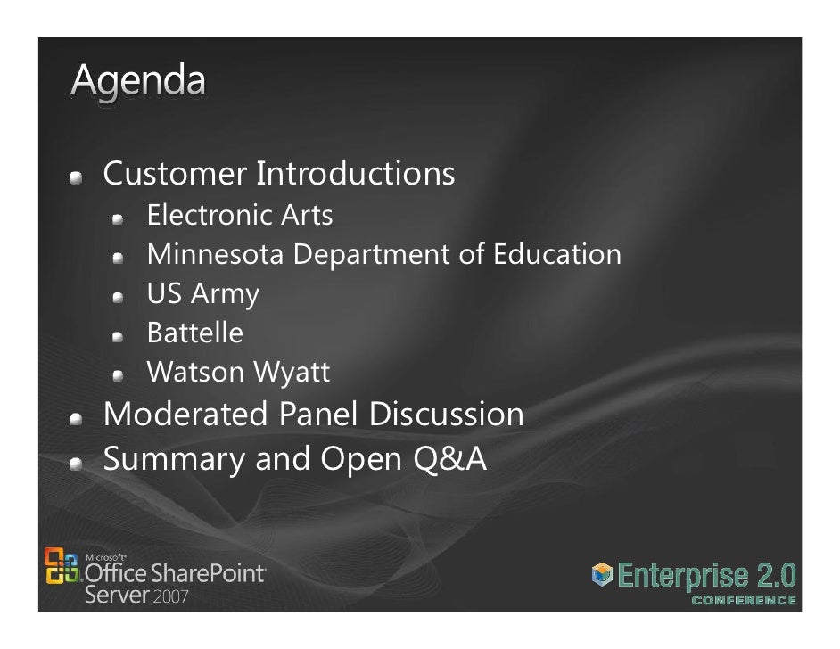 Real World: Customer Edition Panel "Stories about Social Computing Deployment" Slide 2