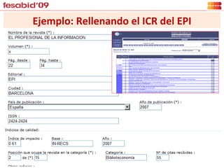 Ejemplo: Rellenando el ICR del EPI 