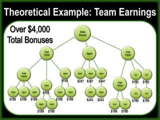 Team Building Example10,0005,0001,600Sales DirectorSenior Field TrainerField TrainerAgent$120$200$300$65AgentAgentAgentAgent