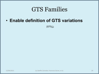 GTS Families
• Enable definition of GTS variations
12/04/2015 (c) Steffen Zschaler, Francisco Duran, et al. 29
[GTS0]T
 