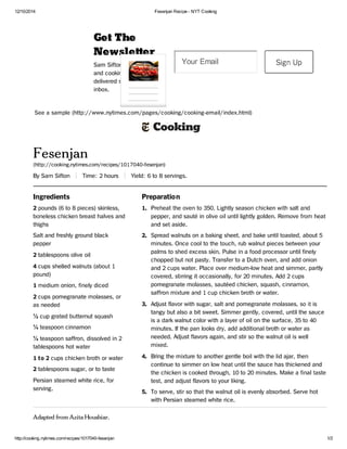 Fesenjan recipe   nyt cooking