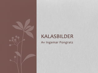 KALASBILDER 
Av 
Ingemar 
Pongratz 
 