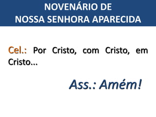 Cel.: Por Cristo, com Cristo, em
Cristo...
Ass.: Amém!
NOVENÁRIO DE
NOSSA SENHORA APARECIDA
 