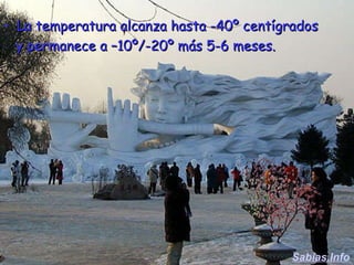 La temperatura alcanza hasta -40º centígrados y permanece a –10º/-20º más 5-6 meses. Sabias.Info 