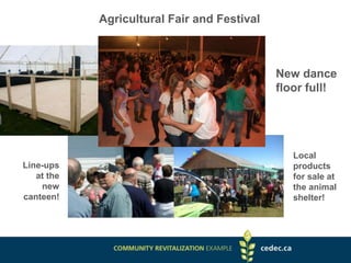 Agricultural Fair and Festival
Line-ups
at the
new
canteen!
Local
products
for sale at
the animal
shelter!
New dance
floor full!
 