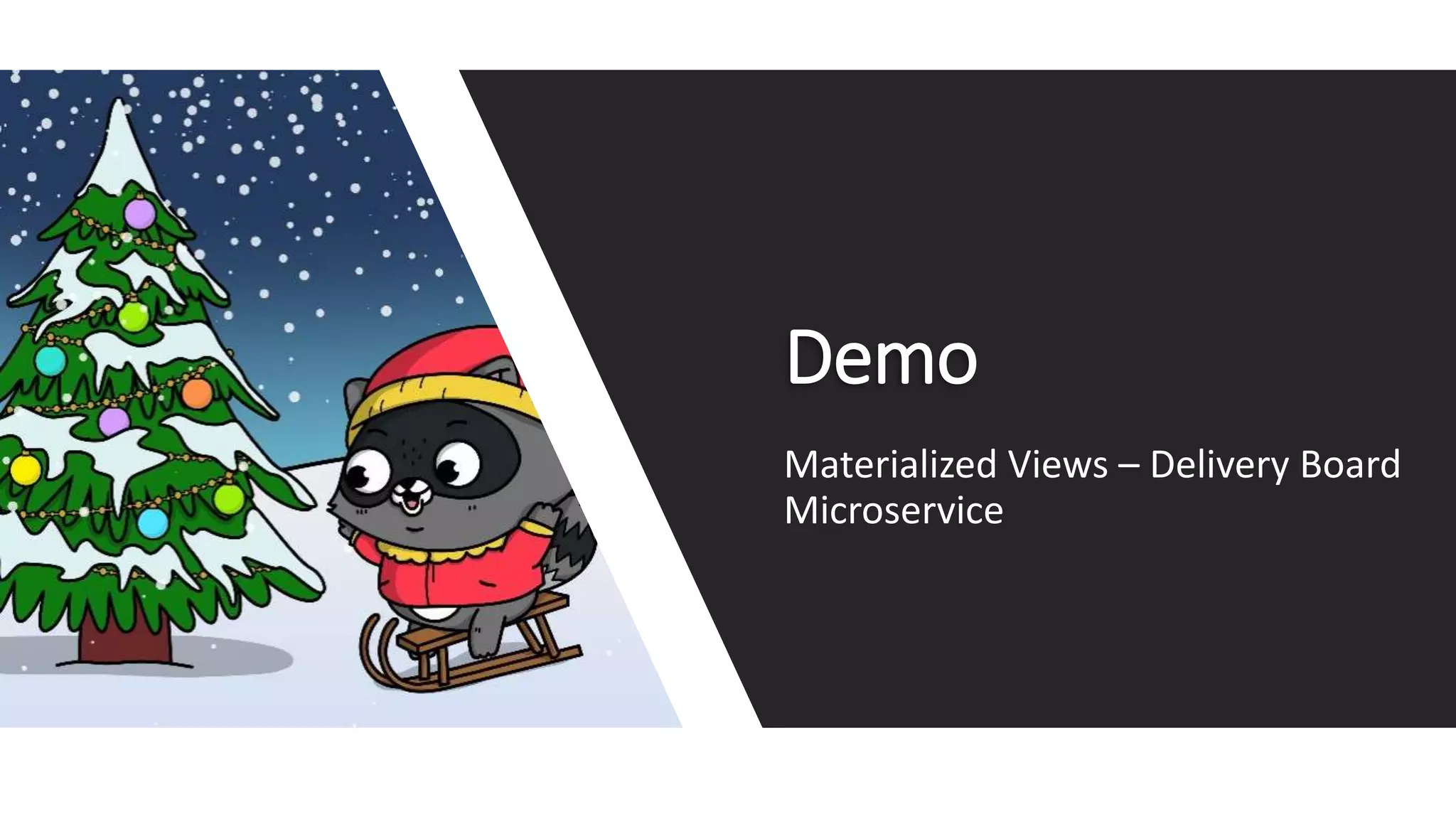 Demo
Materialized Views – Delivery Board
Microservice
 