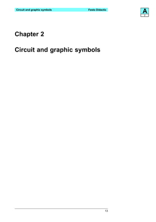 Circuit and graphic symbols   Festo Didactic
                                               A
                                               2




Chapter 2

Circuit and graphic symbols




                                          13
 