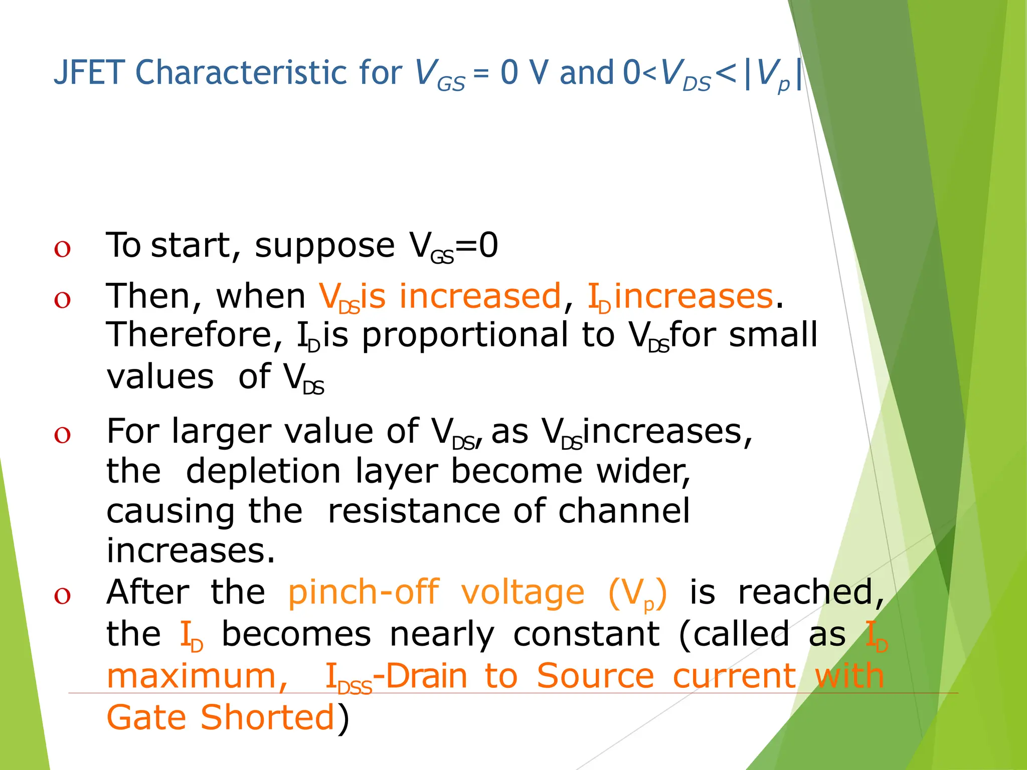 JUNCTION FIELD EFFECT TRANSISTOR CHARACTERISTICS | PPTX