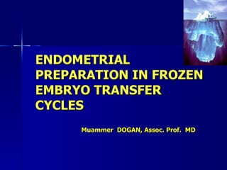 ENDOMETRIAL PREPARATION IN FROZEN EMBRYO TRANSFER CYCLES Muammer  DOGAN, Assoc. Prof.  MD 