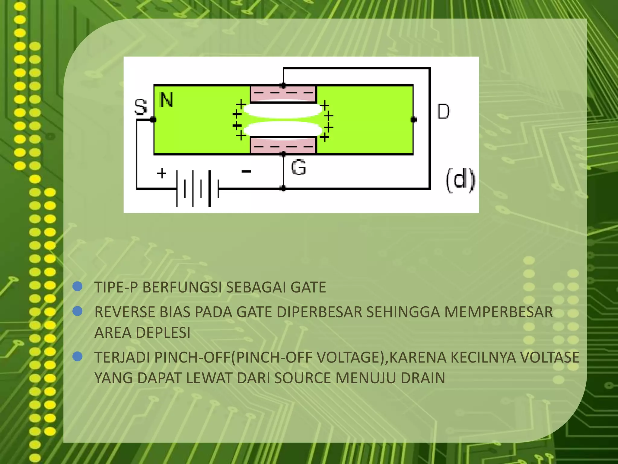 KONDUKSI ARUS TIDAK ADA SAMPAI SANGAT KECILTIPE-P BERFUNGSI SEBAGAI GATE