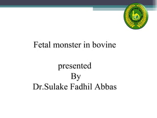 Fetal monster in bovine
presented
By
Dr.Sulake Fadhil Abbas
 