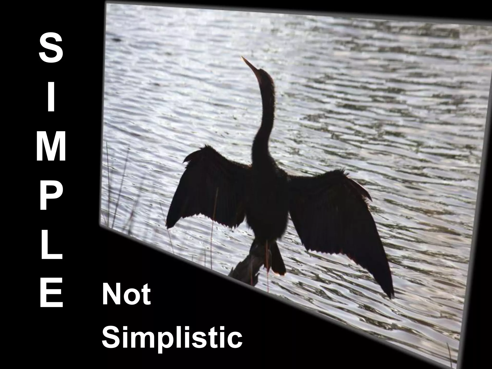 S
I
M
P
L
E   Not
    Simplistic
 