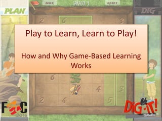 Play to Learn, Learn to Play!
How and Why Game-Based Learning
Works
 