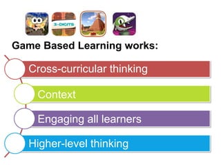 Game Based Learning works:
Engage all learners
Progress tracking
Safe experimentation
Personalized learning
 