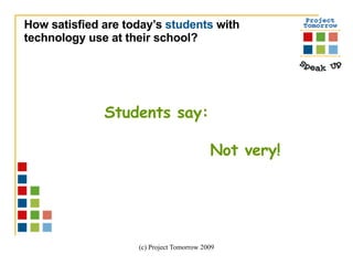 How satisfied are today’s  students  with  technology use at their school? Students say: Not very! 