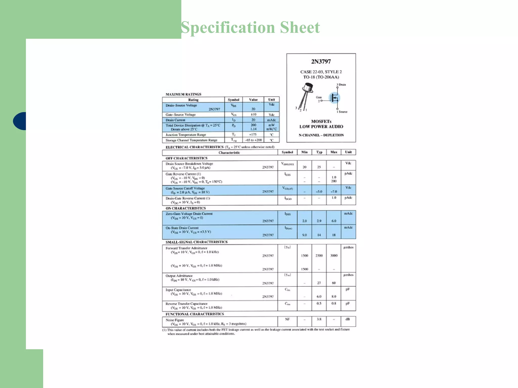 Slide 28
Specification Sheet
 