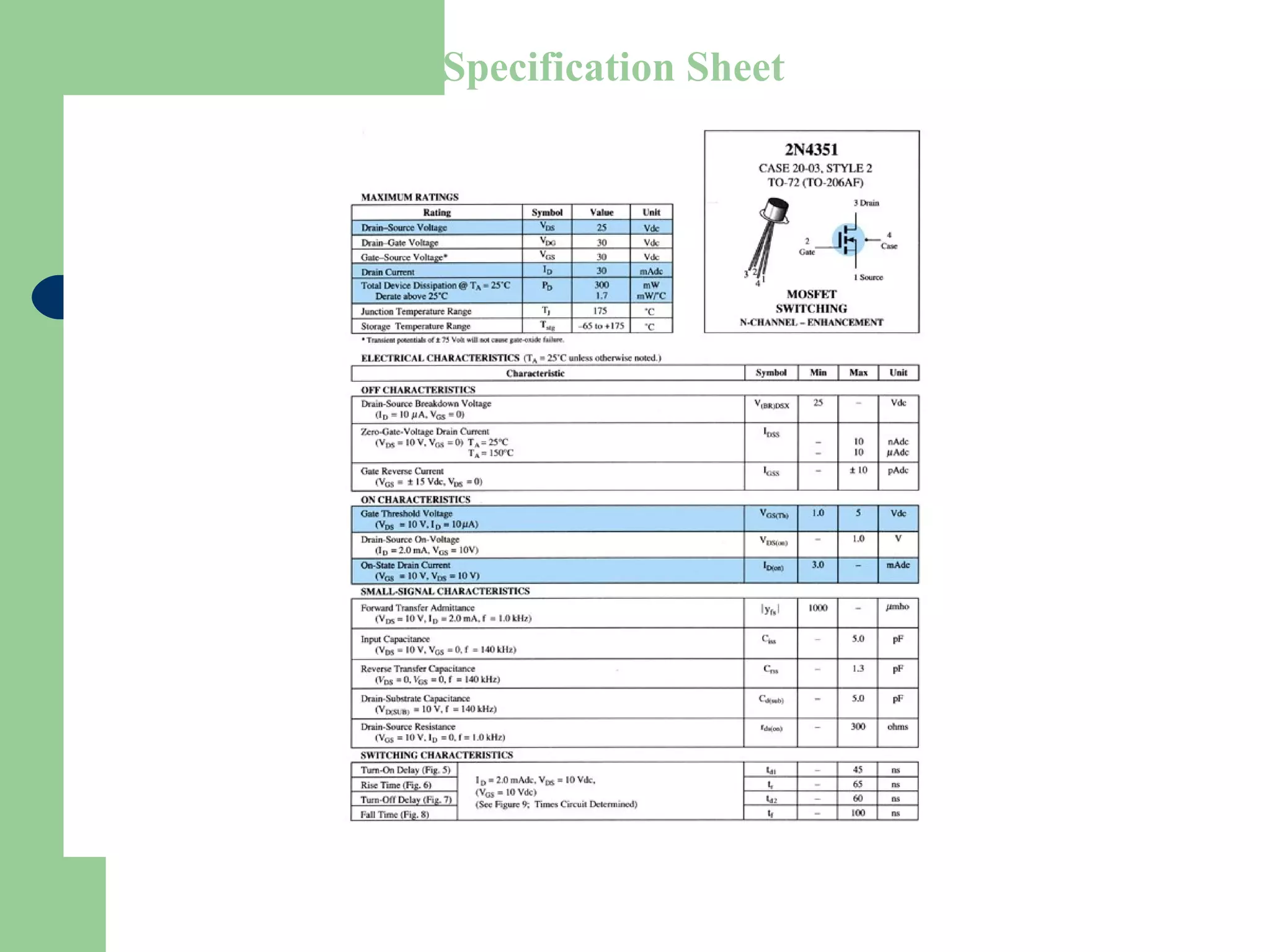 Slide 34
Specification Sheet
 