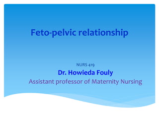 Feto-pelvic relationship
NURS 419
Dr. Howieda Fouly
Assistant professor of Maternity Nursing
 