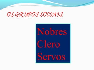 Nobres
Clero
Servos

 