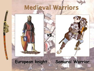Medieval Warriors



              vs.




European knight     Samurai Warrior
 
