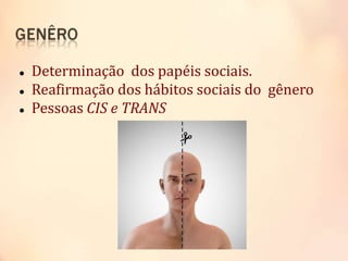  Determinação dos papéis sociais.
 Reafirmação dos hábitos sociais do gênero
 Pessoas CIS e TRANS
 