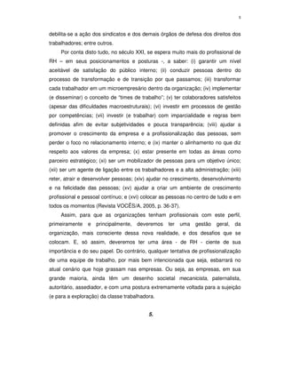 O RH e os Processos de Trabalho nas Empresas do Século XXI