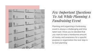 Few Important Questions To Ask While Planning A Fundraising Event