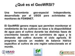 AGRO CLIMATOLOGÍA Y SISTEMAS DE ALERTA TEMPRANA FEWSNET 