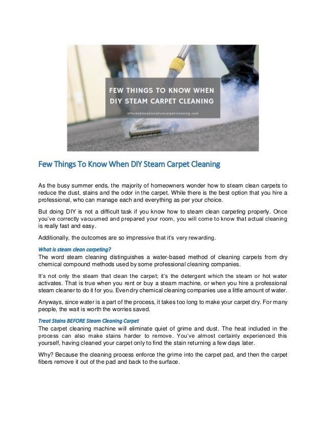 Few Things To Know When Diy Steam Carpet Cleaning