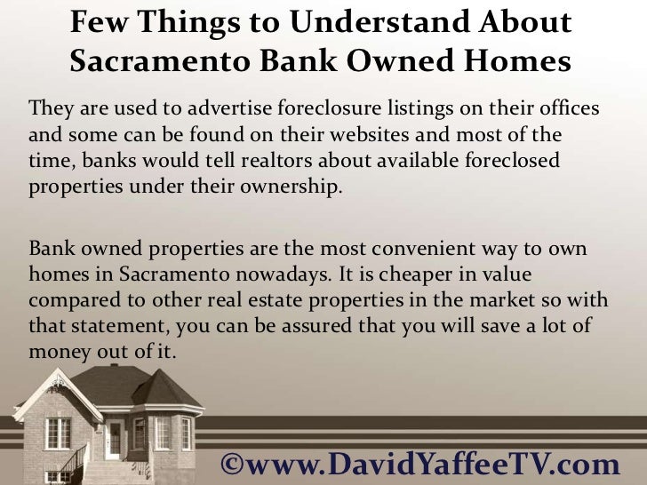 Few Things To Understand About Sacramento Bank Owned Homes