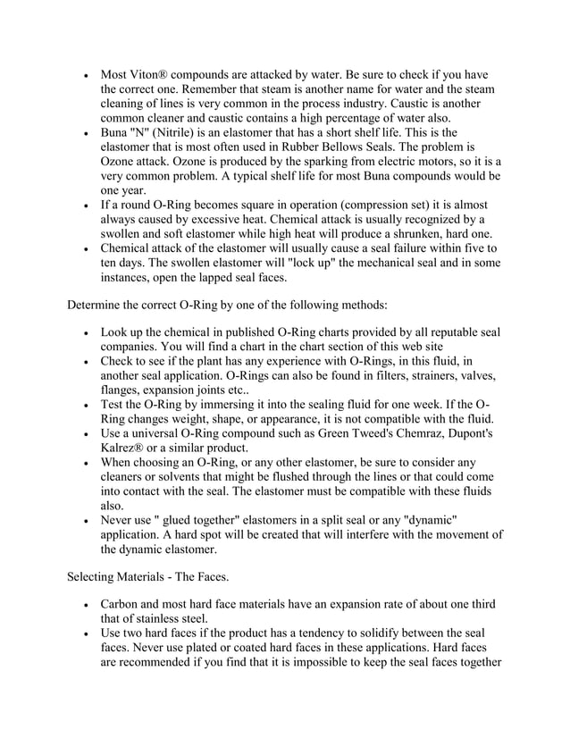 Few Thum Rule of MECHANICAL SEAL | PDF