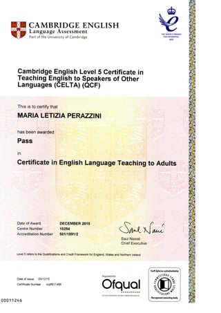 Perazzini Cambridge CELTA Certificate