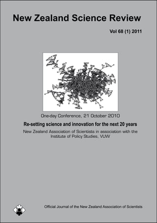 New Zealand Science Review
Vol 68 (1) 2011
Official Journal of the New Zealand Association of Scientists
One-day Conference, 21 October 2010
Re-setting science and innovation for the next 20 years
New Zealand Association of Scientists in association with the
Institute of Policy Studies, VUW
 