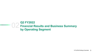 © FUJIFILM Holdings Corporation 8
02Financial Results and Business Summary
by Operating Segment
Q2 FY2022
 