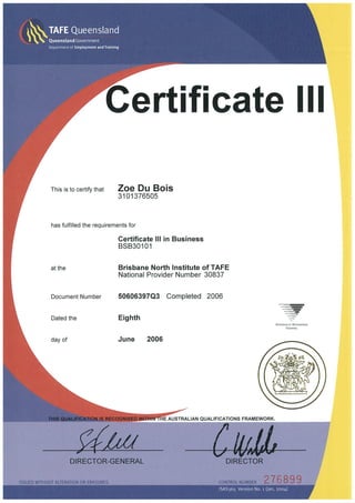 Certificate III Business PDF Certificate III Business PDF