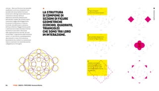 comune... Data una Struttura il più possibile
equilibrata e con le sue componenti il più                         *                     >
                                                                                         La figura di base è
                                                                   La Struttura




                                                                                                                          strutture di studio
possibile allo stesso livello di tensione
                                                                                         sempre letta da due sezioni.
prevarranno nella figurazione delle visioni
sinestetiche (attivate dall’input                                  Si CoMponE Di
olfattivo) le personali predisposizioni
dell’individuo rispetto allo stimolo indotto:                      SEZioni Di FiGurE
l’attenzione viaggia dall’atteggiamento
di visione di compresenza, in assenza
                                                                   GEoMEtriChE
di stimolo, alla definizione, in presenza
dell’input olfattivo). Maggiormente queste
                                                                   (CErChio, quaDrato,
si allontaneranno dallo stereotipo di forme                        trianGoLo)
facilmente riconoscibili e influenzate
dalla rappresentazione mentale, più sarà                           ChE Sono tra Loro
riscontrabile “il superamento dello stereotivo
visivo” e, in certi termini, la predisposizione
                                                                   in intEraZionE.       >
                                                                                         Sono possibili collegamenti
alla creatività: in tutto ciò la sinestesia                                              tra sezioni di figure diverse.
(proveniente da un odore) è un pretesto per
indurre un pensiero non automaticamente
collegabile ad un’immagine.




                                                                                         >
                                                                                         Talvolta la simmetria
                                                                                         è presente nella visione
                                                                                         di insieme, ma non nelle
                                                                                         sezioni specifiche di forme
                                                                                         simmetriche.




90 |         FF3300 | graFIca / PercezIone: Sinestesie olfattive
 