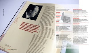 di contenere agevolmente sia immagini               Logotipo: aree di rispetto
                                                       fortemente verticali che orizzontali.               Per evitare interferenze visive con altri
Brayend Magazine




                                                                                                           elementi è opportuno osservare sempre
                                                       Carta interni                                       un’area di rispetto pari al 10% della lunghezza
                                                       115 grammi.                                         e al 35% dell’altezza totale del logotipo.
                                                       Carta copertina                                     L’area di rispetto consente sempre una chiara
                                                                                                           ed efficace leggibilità del logotipo Brayend.
                                                       200 grammi.
                                                       Confezione                                          Logotipo: riduzioni
                                                       6 sedicesimi più 4 pagine di copertina              Per consentire sempre la chiara leggibilità
                                                       (100 pagine).                                       del logotipo sono assolutamente sconsigliate
                                                       Legatura                                            le riduzioni sotto i 20 mm.
                                                       Brossura con sedicesimi cuciti a filo.
                                                                                                           Caratteri tipografici
                                                       Contenuti                                           Per il testo principale è stato scelto il graziato
                                                       Sommario, Colophon, Rubriche (editoriale,           Minion, disegnato da Robert Slimbach
                                                       déjà vu, brainbox appuntamenti),                    che oltre ad essere estremamente leggibile,
                                                       Articoli (primo piano, eventi), Portfoli            anche per testi lunghi, possiede una gran
                                                       (design, fotografia, grafica, illustrazione,        varietà di pesi, che in un testo complesso
                                                       musica, video).                                     come quello di un magazine può risultare
                                                                                                           molto efficiente. Da accostare al graziato
                                                       Logotipo                                            Minion è stato scelto il lineare Franklin Gothic
                                                       Il logotipo della testata presenta il nome          (disegnato da Morris Fuller Benton
                                                       Brayend composto con un carattere                   nel 1903) in base all’altezza dell’occhio medio
                                                       monospaziato che ho disegnato.                      e la lunghezza delle aste. Il Franklin Gothic
                                                       La “y” oltre ad essere in maiuscolo,                viene usato in Brayend per i titoli, sottotitoli,
                                                       ha la particolarità di dividere la scritta in due   catenacci, firme, didascalie, testatine
                                                       parti, costituite dagli stessi glifi specchiati     e numeri di pagina. Infine il Van Doesburg,
                                                       (la “b” specchiata diventa “d”, la “r” specchiata   usato in copertina per comporre la dicitura
                                                       diventa “n”) e ruotati di 180° (la “a” capovolta    posta sotto la testata e i contenuti
                                                       diventa “e”). Questo vuole ulteriormente            del numero, nel sommario, nell’editoriale
                                                       rappresentare la funzione di Brayend:               e per la comunicazione esterna.
                                                       mostrare discipline apparentemente diverse
                                                       tra loro, che vengono fatte interagire tramite
                                                       un unico filo conduttore.

152 |              FF3300 | muSIca / graFIca: otolab
                            eDItorIa: brayend
 