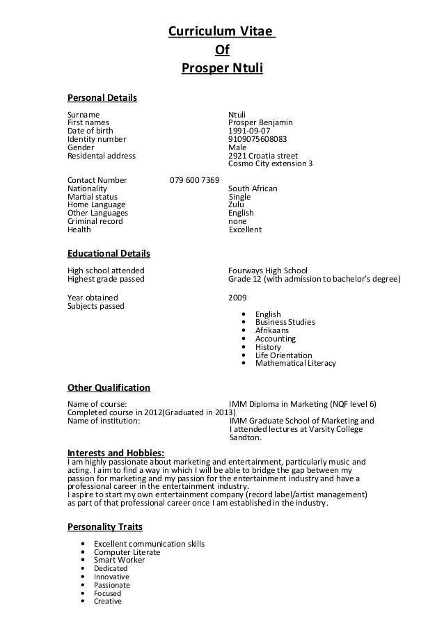 curriculum vitae pro