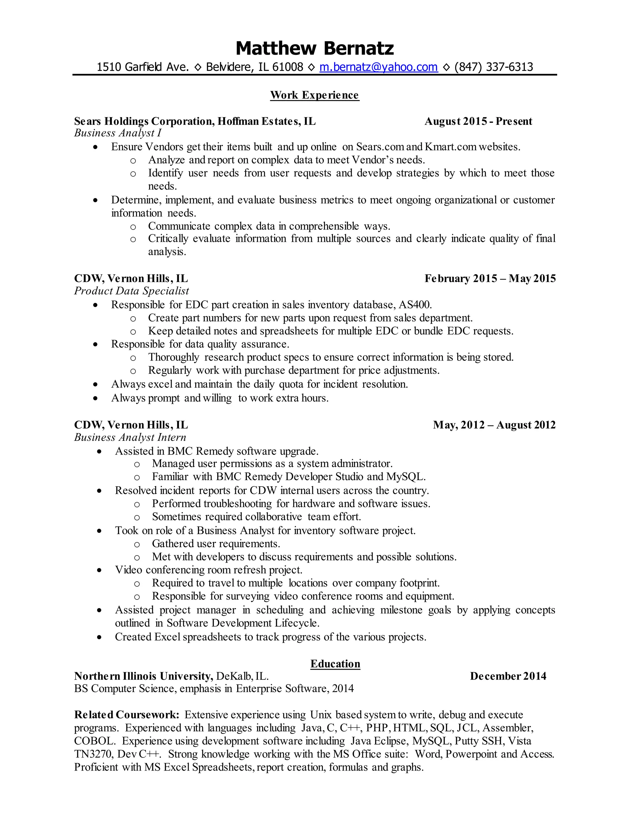 Bernatz-Resume | PDF