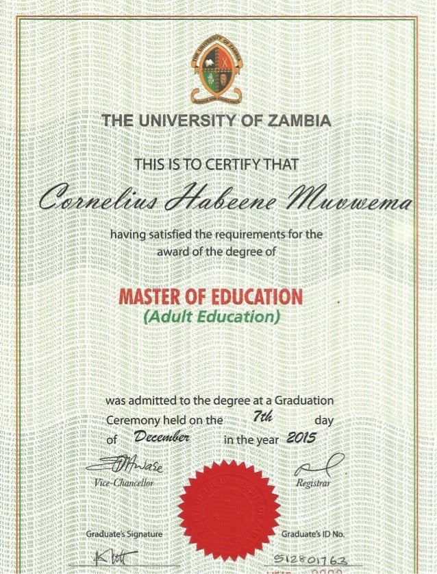 cmh MEd (unza) Degree