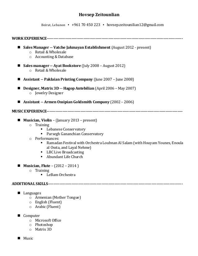 Hovsep Zeitounlian Cv